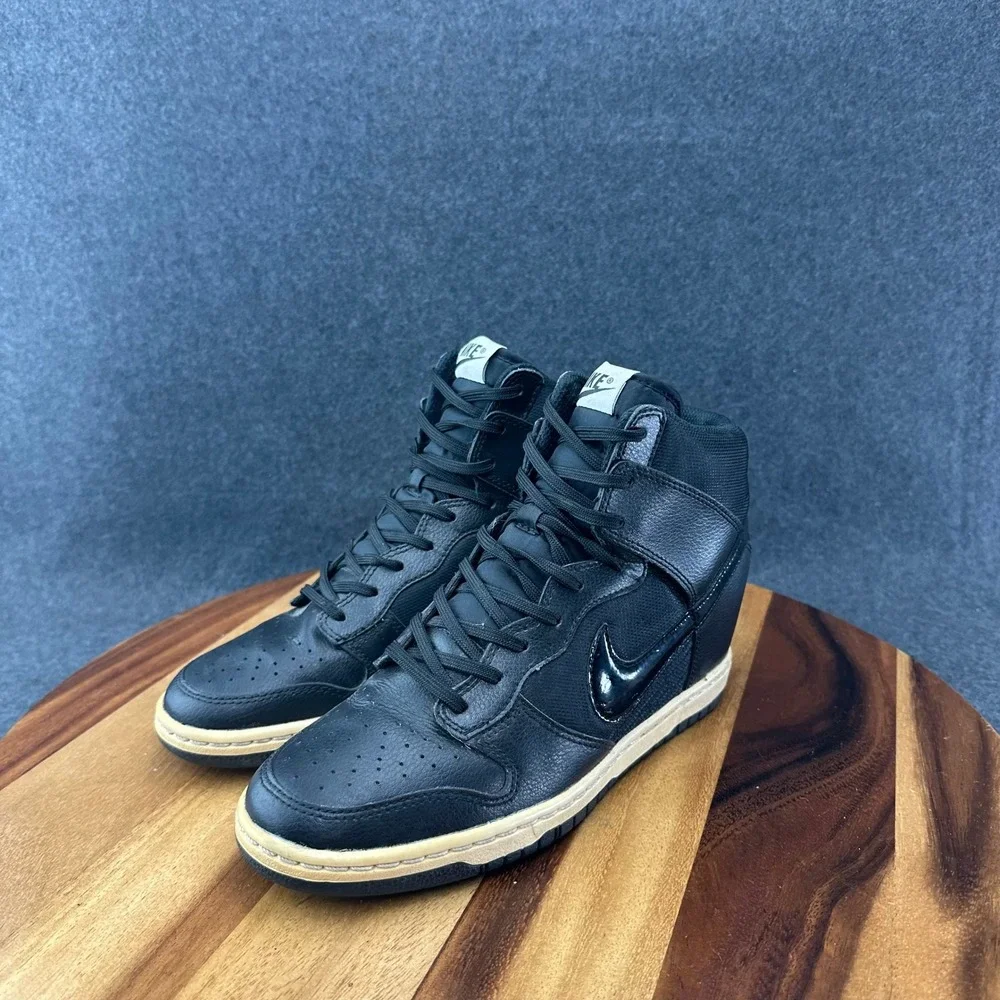 Nike Black Wedge High-Top Sneakers with Off-White Sole